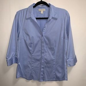 Dana Buchman Womens Buttoned Blue Top Size Large